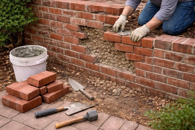 Brick Retaining Wall Repair in Fort Worth, TX
