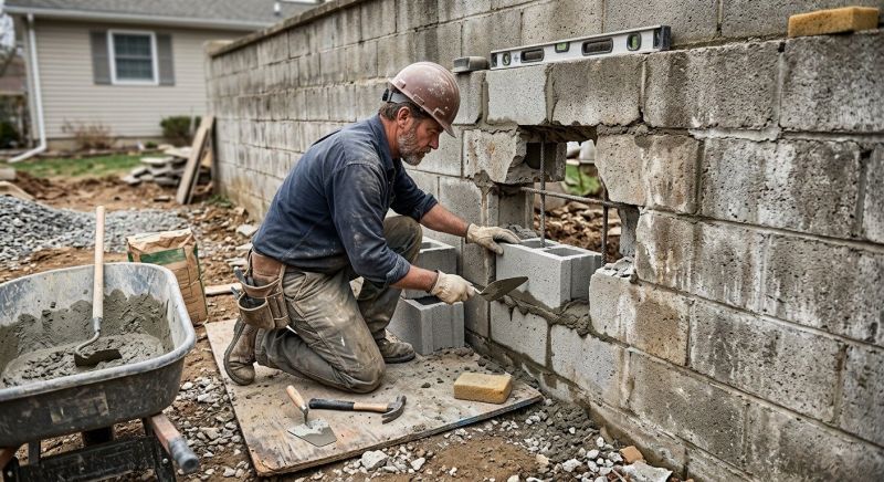 Cinder Block Wall Repair in Grand Prairie, TX