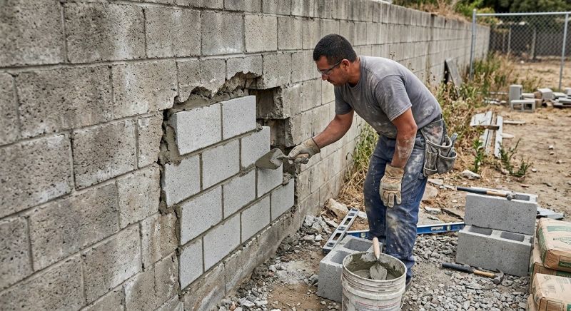 Cinder Block Wall Repair in Keller, TX