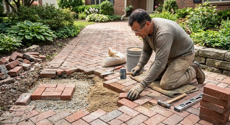 Entryway Brick Repair in Fort Worth, TX