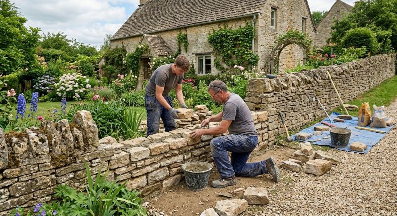 Stone Wall Repair in Flower Mound, TX